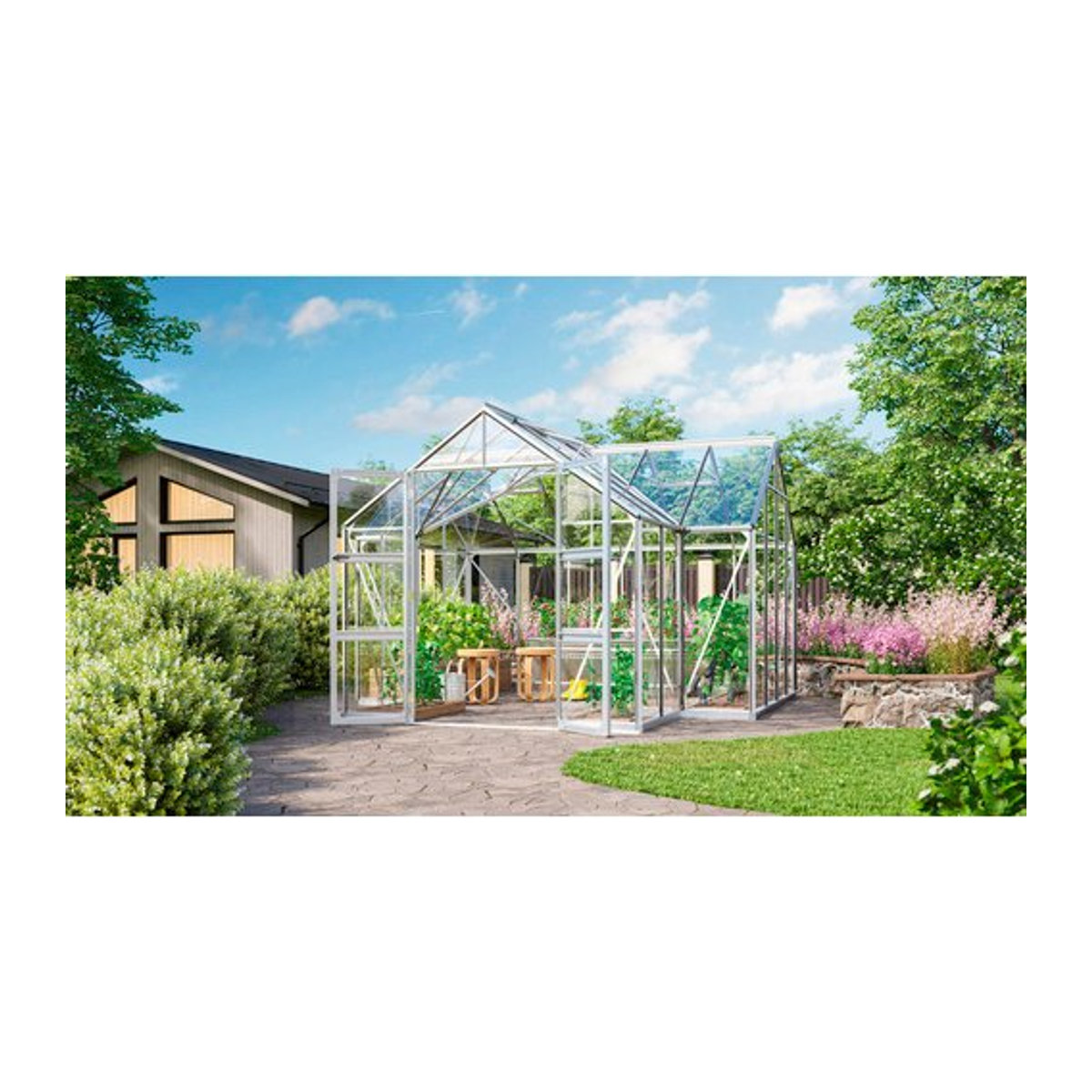 Vitavia Gewächshaus Campus aus eloxiertem Aluminium in Alufarben mit 3 mm ESG-Glas, B/H/L: 38,34 x 254 x 383,3 cm - Bild 4