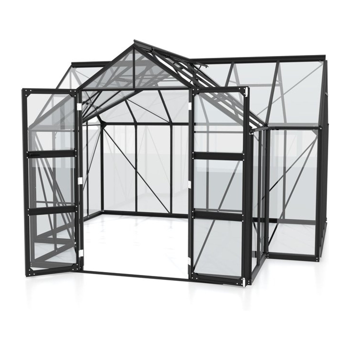 Vitavia Gewächshaus Campus in Schwarz mit 3 mm ESG Glas und Aluminiumrahmen, B/H/L: 38,34 x 254 x 383,3 cm - Bild 1