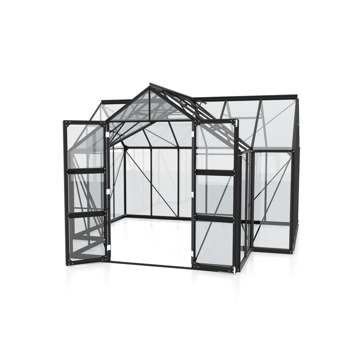 Vitavia Gewächshaus Campus in Schwarz mit 3 mm ESG Glas und Aluminiumrahmen, B/H/L: 38,34 x 254 x 383,3 cm - Bild 4