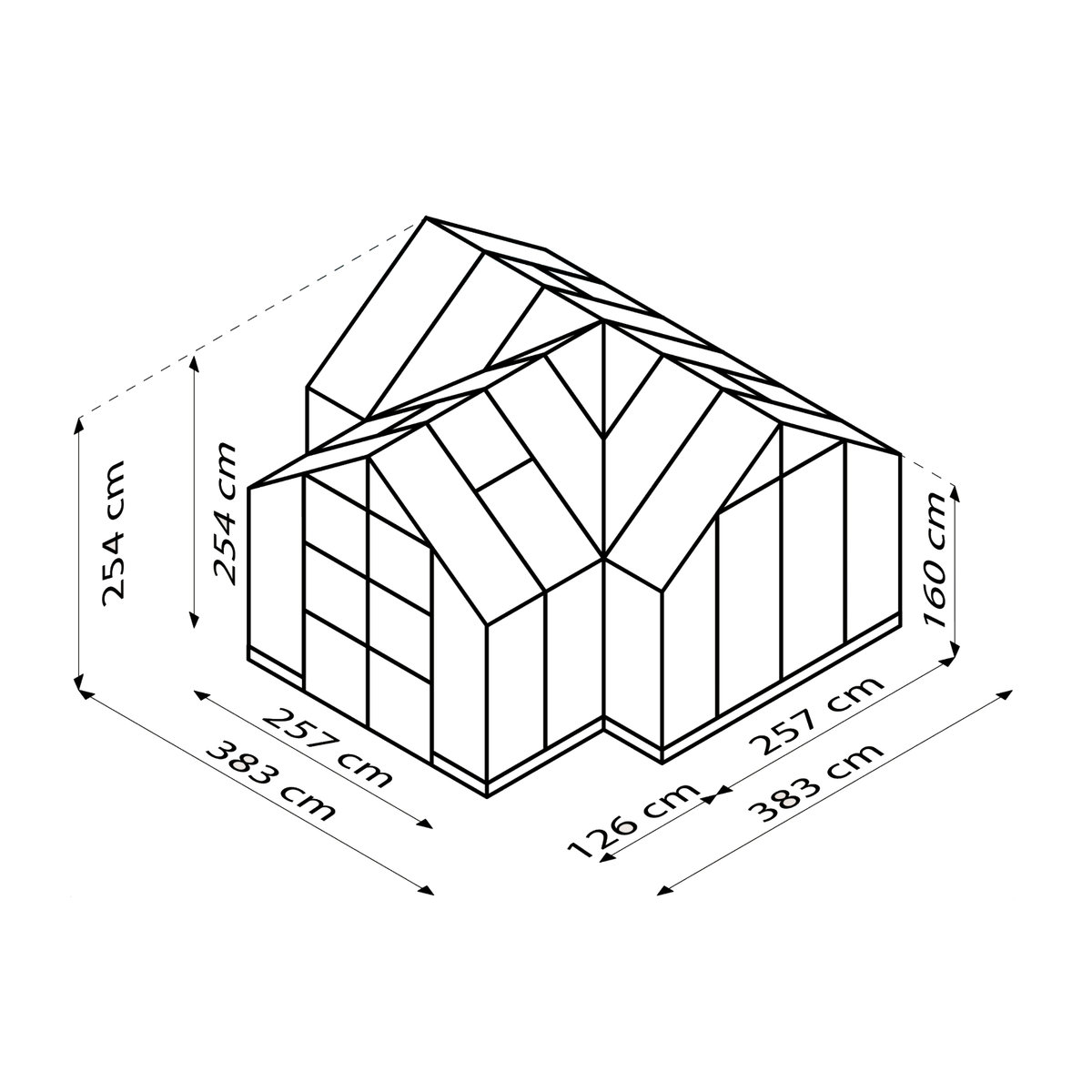 Vitavia Gewächshaus Campus in Schwarz mit 3 mm ESG Glas und Aluminiumrahmen, B/H/L: 38,34 x 254 x 383,3 cm - Bild 5