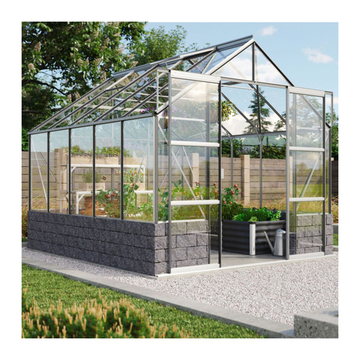 Vitavia Gewächshaus Cassandra 8300 aus eloxiertem Aluminium in Alufarben mit 8,3 m² und 3 mm ESG-Glas - Bild 1