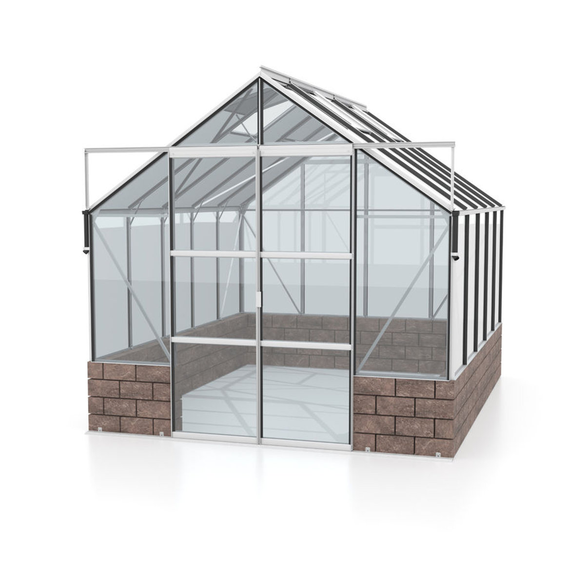 Vitavia Gewächshaus Cassandra 8300 aus eloxiertem Aluminium in Alufarben mit Sockelmauer und 3 mm ESG-Glas, 8,3 m² - Bild 2