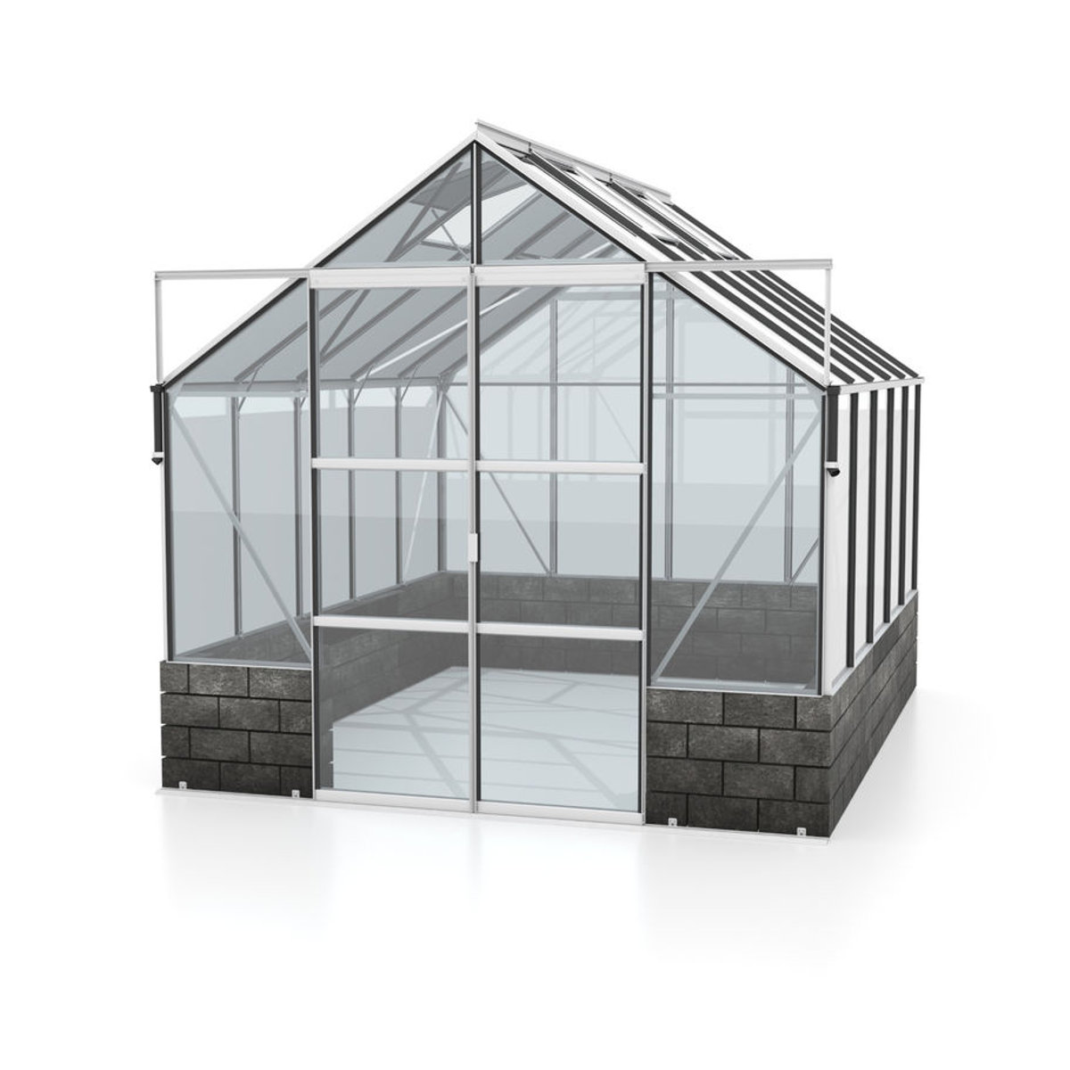Vitavia Gewächshaus Cassandra 8300 aus eloxiertem Aluminium in Anthrazit mit Sockelmauer in Basalt und 3 mm ESG-Glas, 8,3 m² - Bild 2