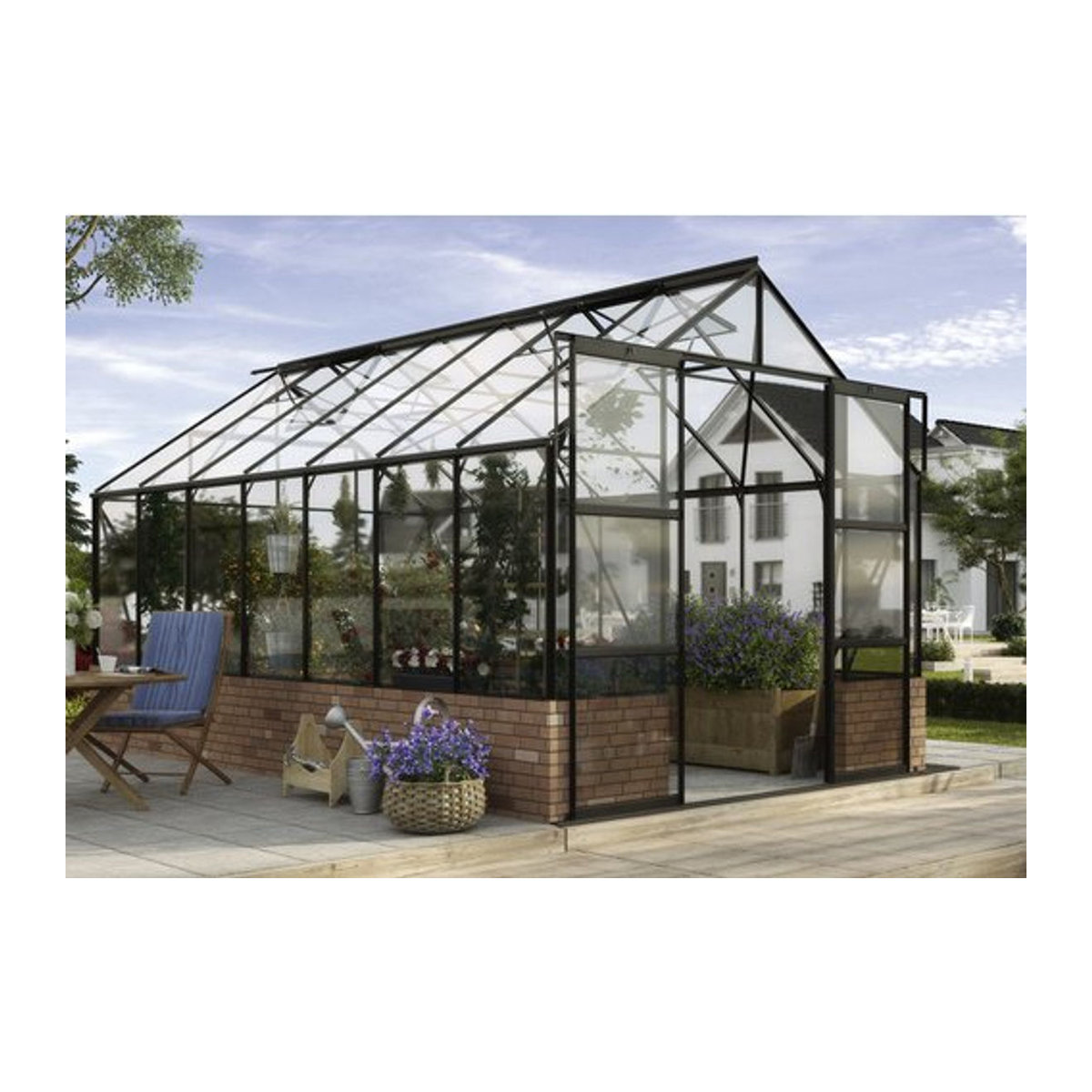 VITAVIA Gewächshaus Cassandra aus Aluminium und Glas in Schwarz mit 11,5 m² Fläche - Bild 1