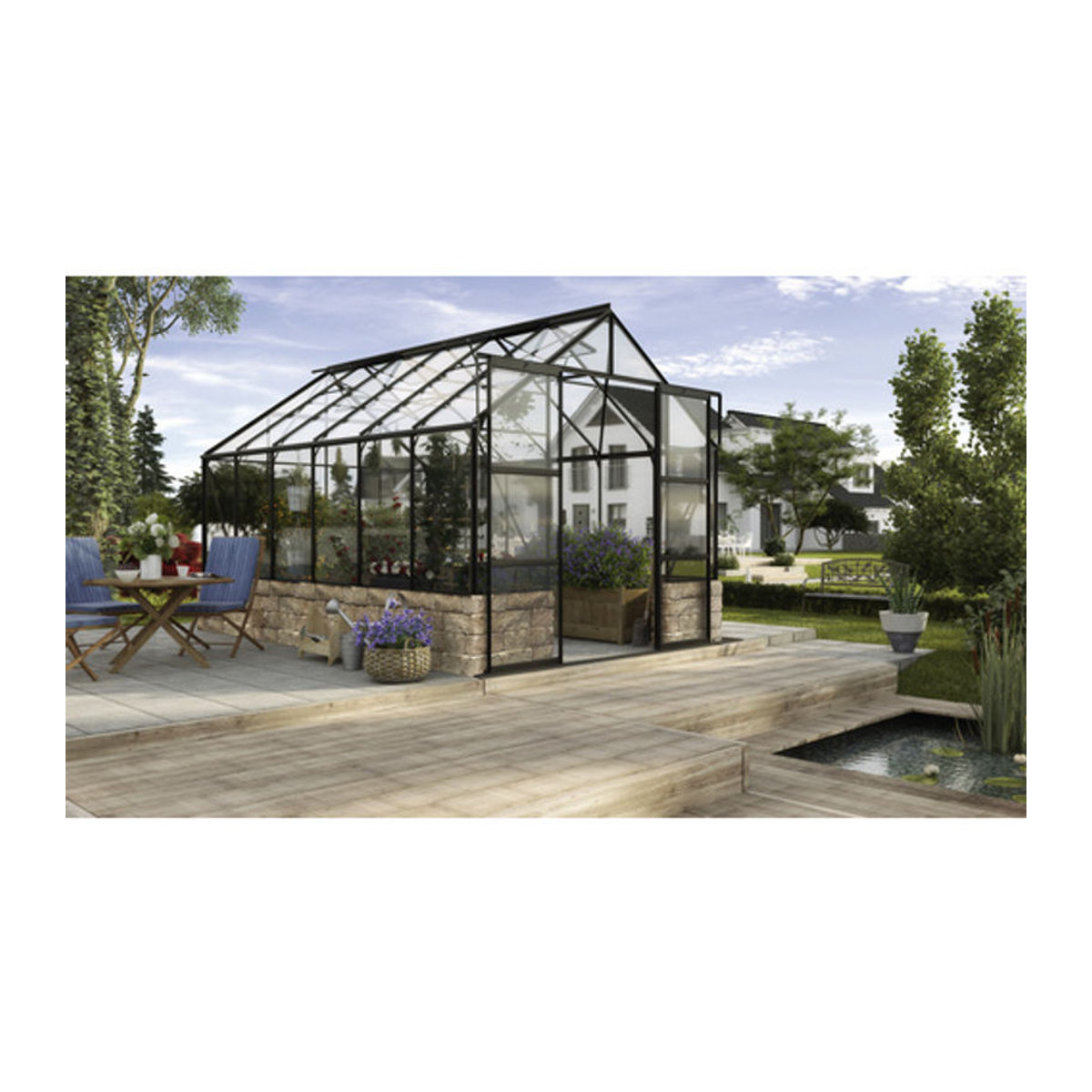VITAVIA Gewächshaus Cassandra aus Aluminium und Glas in Schwarz mit 11,5 m² Fläche - Bild 2