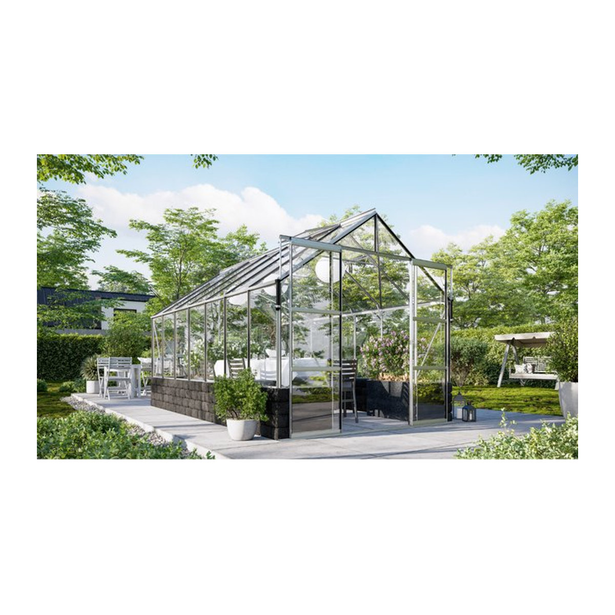 Vitavia Gewächshaus Cassandra in Grau mit Aluminiumrahmen und Glas, B/H/T: 257 x 248,9 x 448 cm - Bild 1