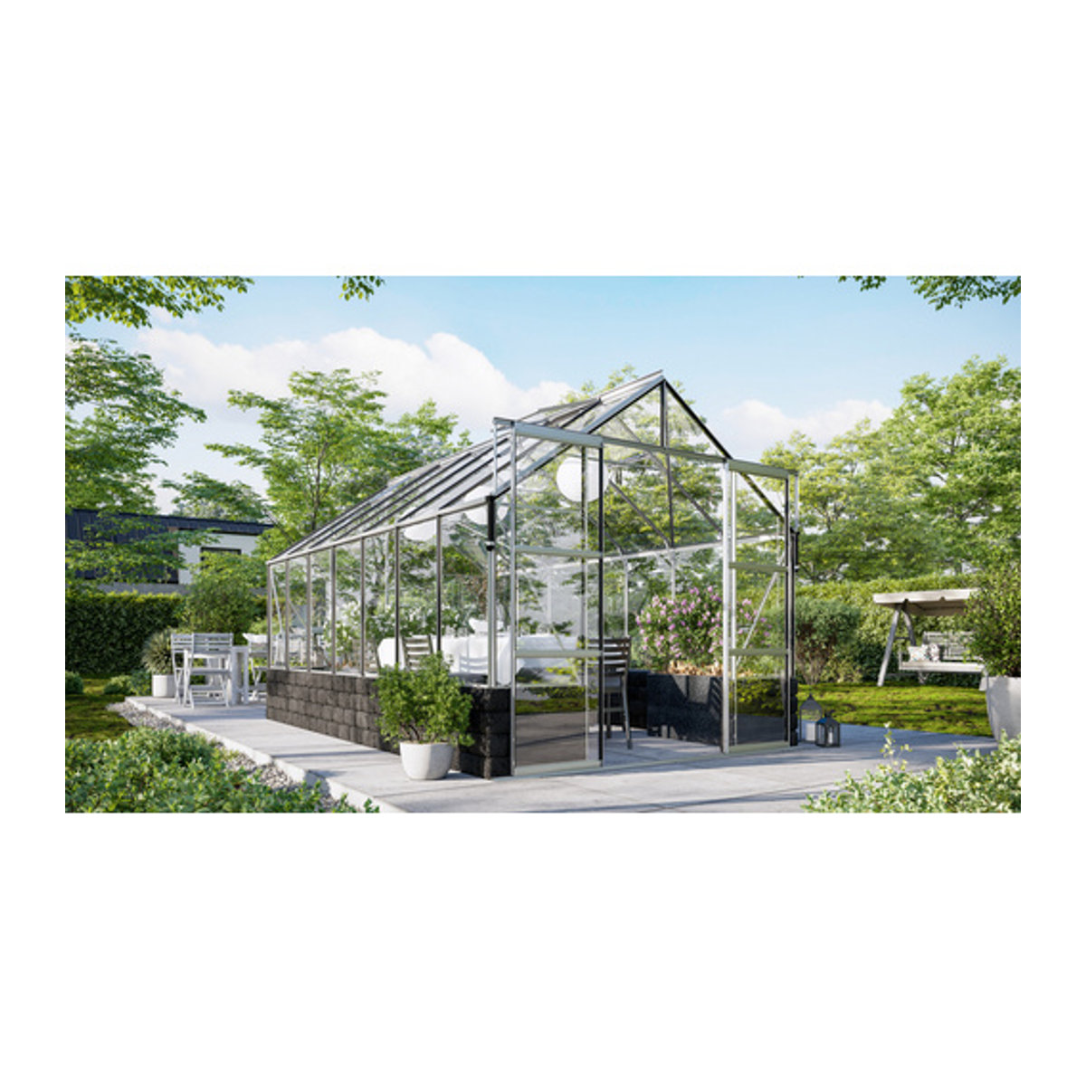 Vitavia Gewächshaus Cassandra in Grau mit Aluminiumrahmen und Glas, B/H/T: 257 x 248,9 x 448 cm - Bild 3