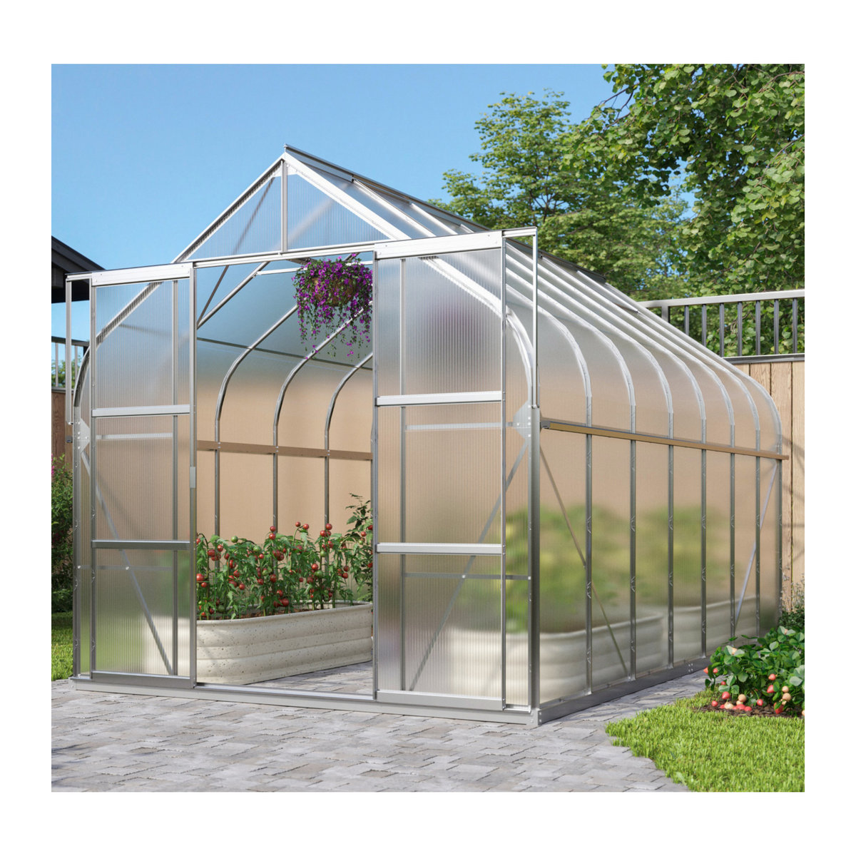 Vitavia Gewächshaus Dione 11500 mit Stahlfundamentrahmen aus eloxiertem Aluminium in Alufarben und 4 mm Polycarbonat, 11,5 m² - Bild 2