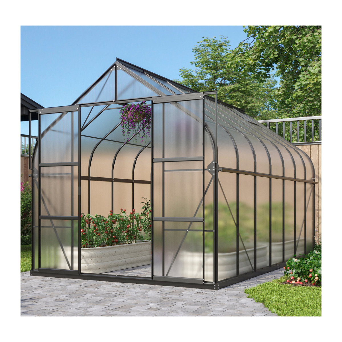 Vitavia Gewächshaus Dione 11500 mit Stahlfundamentrahmen in Schwarz, 11,5 m², aus Aluminium und 4 mm Polycarbonat - Bild 2