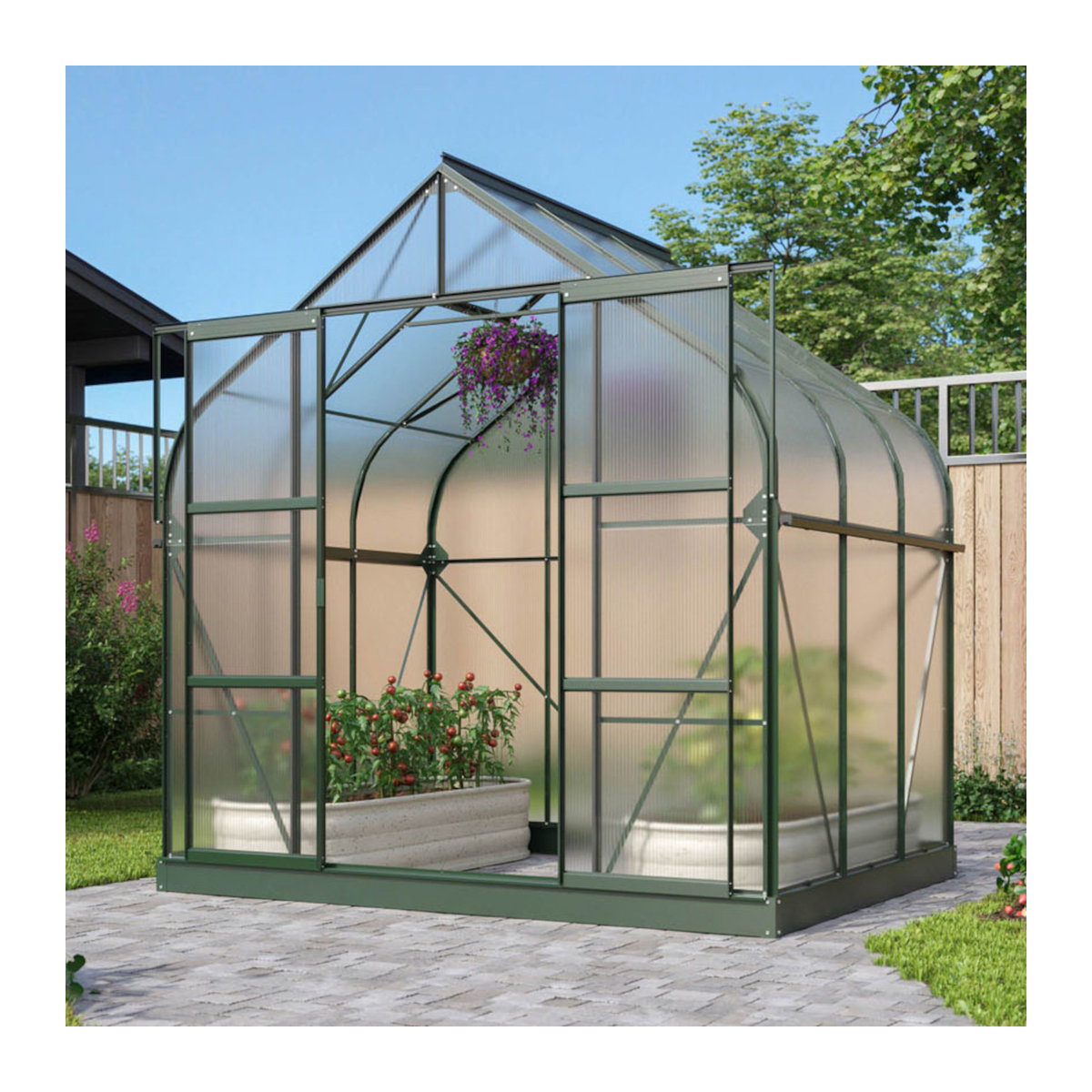 Vitavia Gewächshaus Dione 5000 in Smaragdgrün mit Aluminiumrahmen und Polycarbonat-Verglasung, 5,0 m² - Bild 2