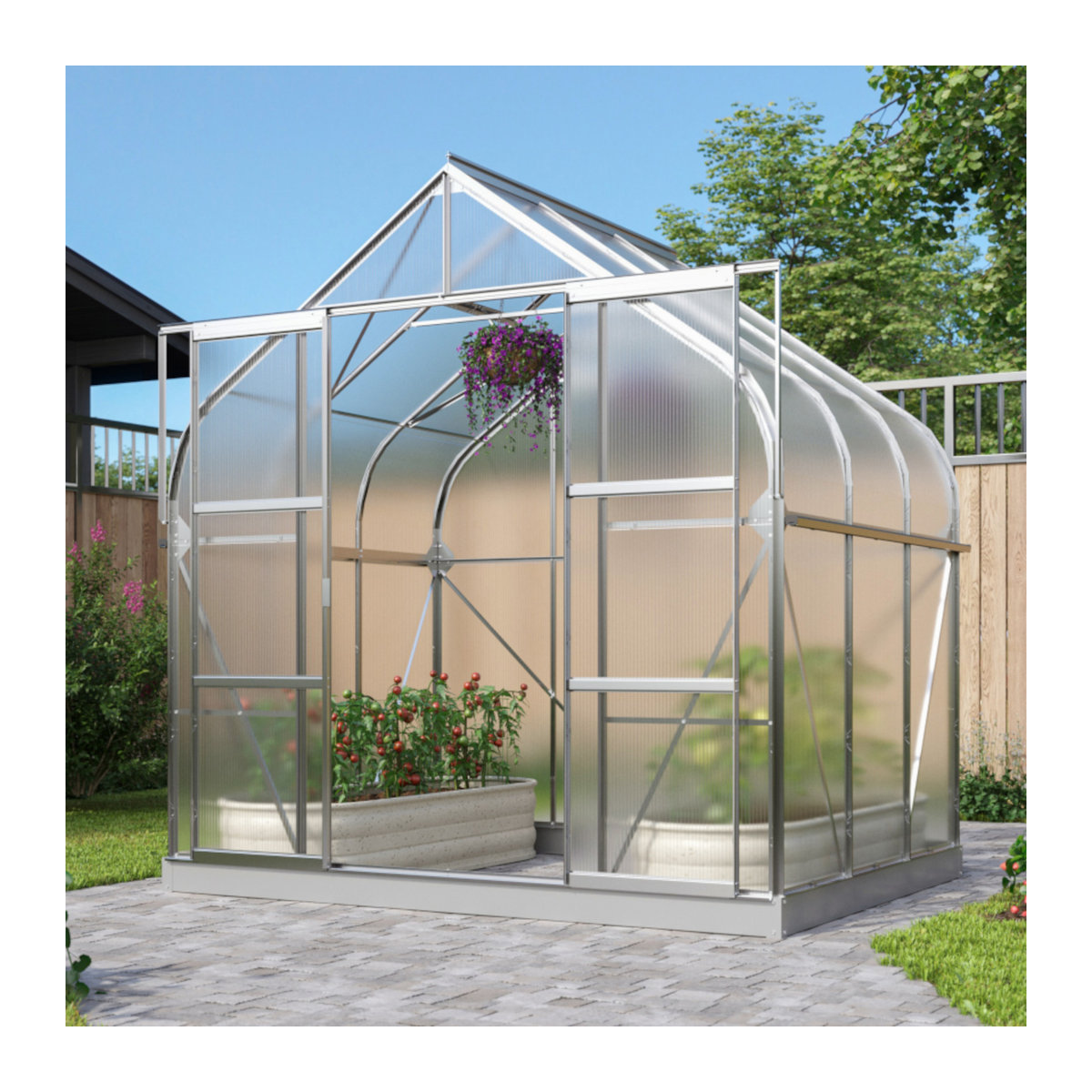 Vitavia Gewächshaus Dione 5000 mit Stahlfundamentrahmen und 4 mm Polycarbonat in Alufarben, 5,0 m² - Bild 2