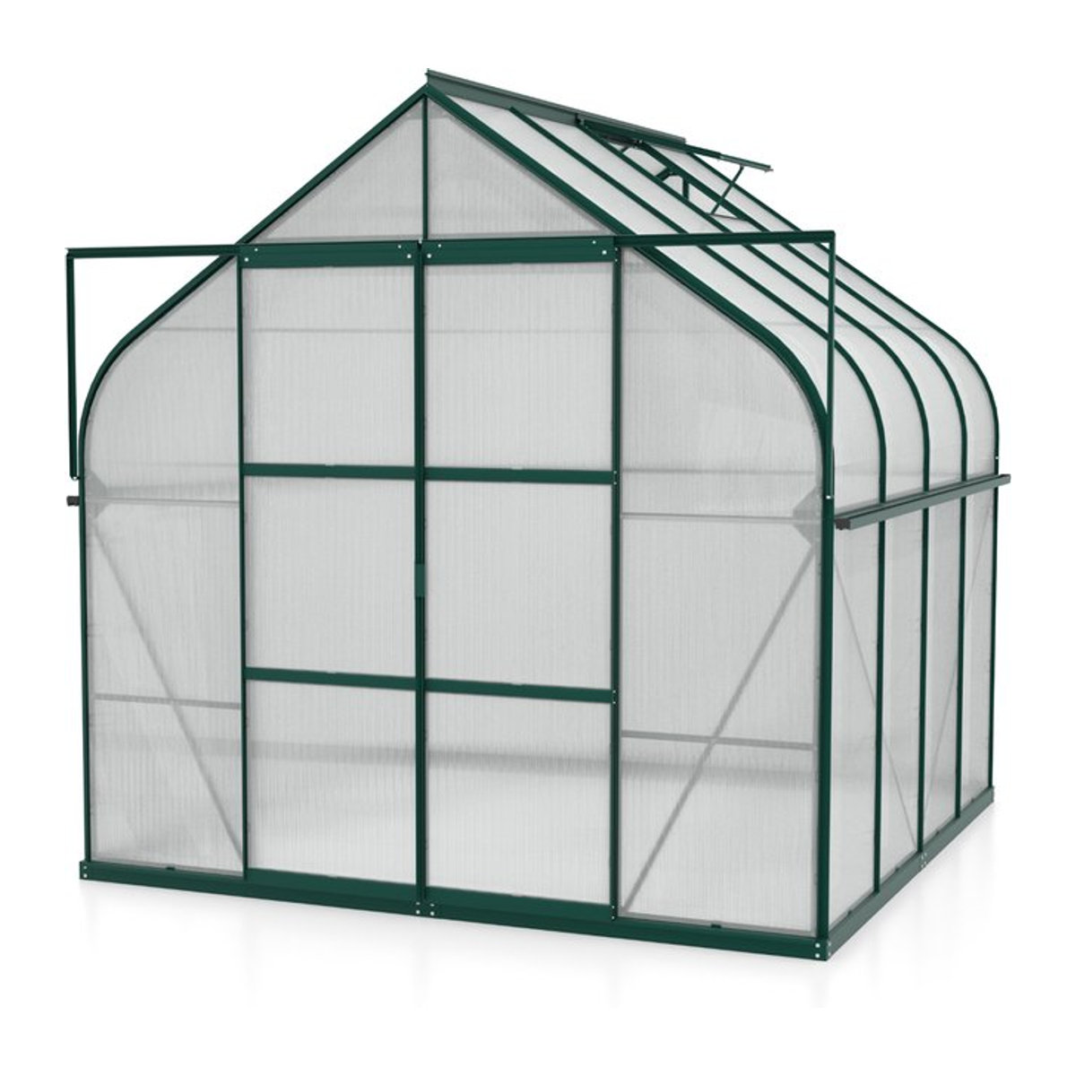 Vitavia Gewächshaus Dione 6700 mit Stahlfundamentrahmen in Smaragdgrün, 6,7 m², aus Aluminium und Polycarbonat - Bild 1