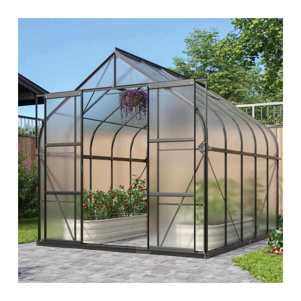 Vitavia Gewächshaus Dione 8300 mit Aluminiumrahmen und Polycarbonat in Schwarz, 8,3 m² - Bild 2