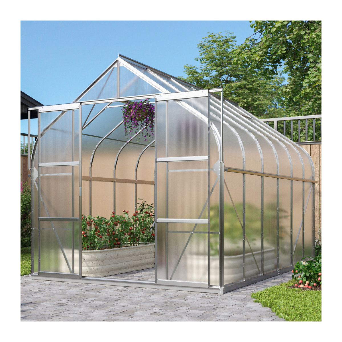 Vitavia Gewächshaus Dione 9900 in Alufarben mit Stahlfundamentrahmen und 4 mm Polycarbonat-Platten, 9,9 m² - Bild 2
