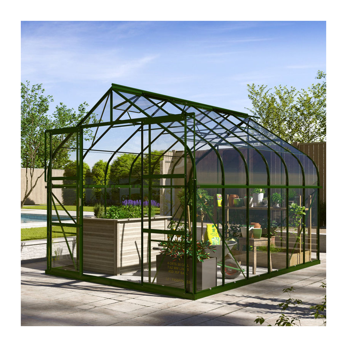 Vitavia Gewächshaus Dione 9900 in Smaragdgrün mit Stahlfundamentrahmen und 3 mm ESG-Glas, 9,9 m² - Bild 2