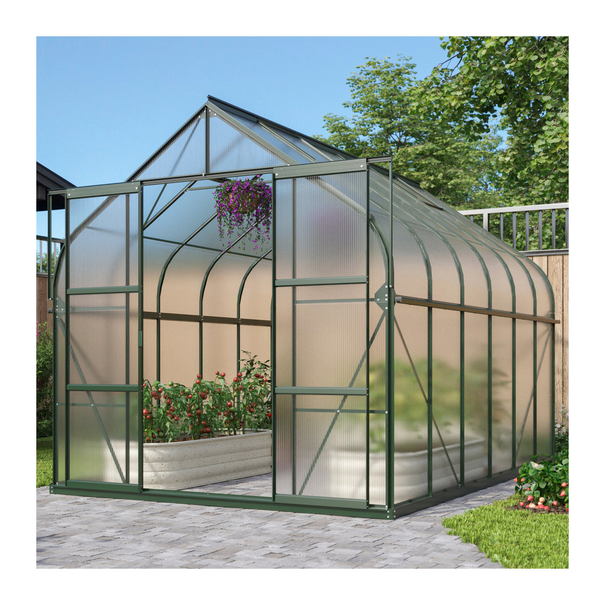 Vitavia Gewächshaus Dione 9900 in Smaragdgrün mit Stahlfundamentrahmen und 4 mm Polycarbonat-Platten, 9,9 m² - Bild 2