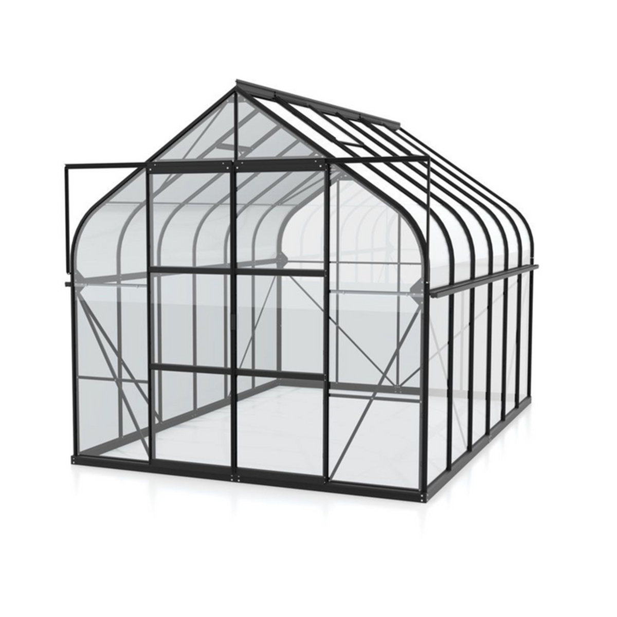 Vitavia Gewächshaus Dione 9900 mit Stahlfundamentrahmen in Schwarz und 9,9 m² Fläche aus Glas und Aluminium - Bild 1