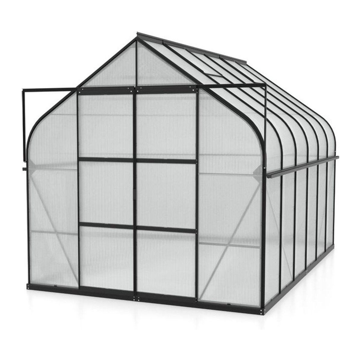 Vitavia Gewächshaus Dione 9900 mit Stahlfundamentrahmen und 4 mm Polycarbonat in Schwarz, 9,9 m² - Bild 1