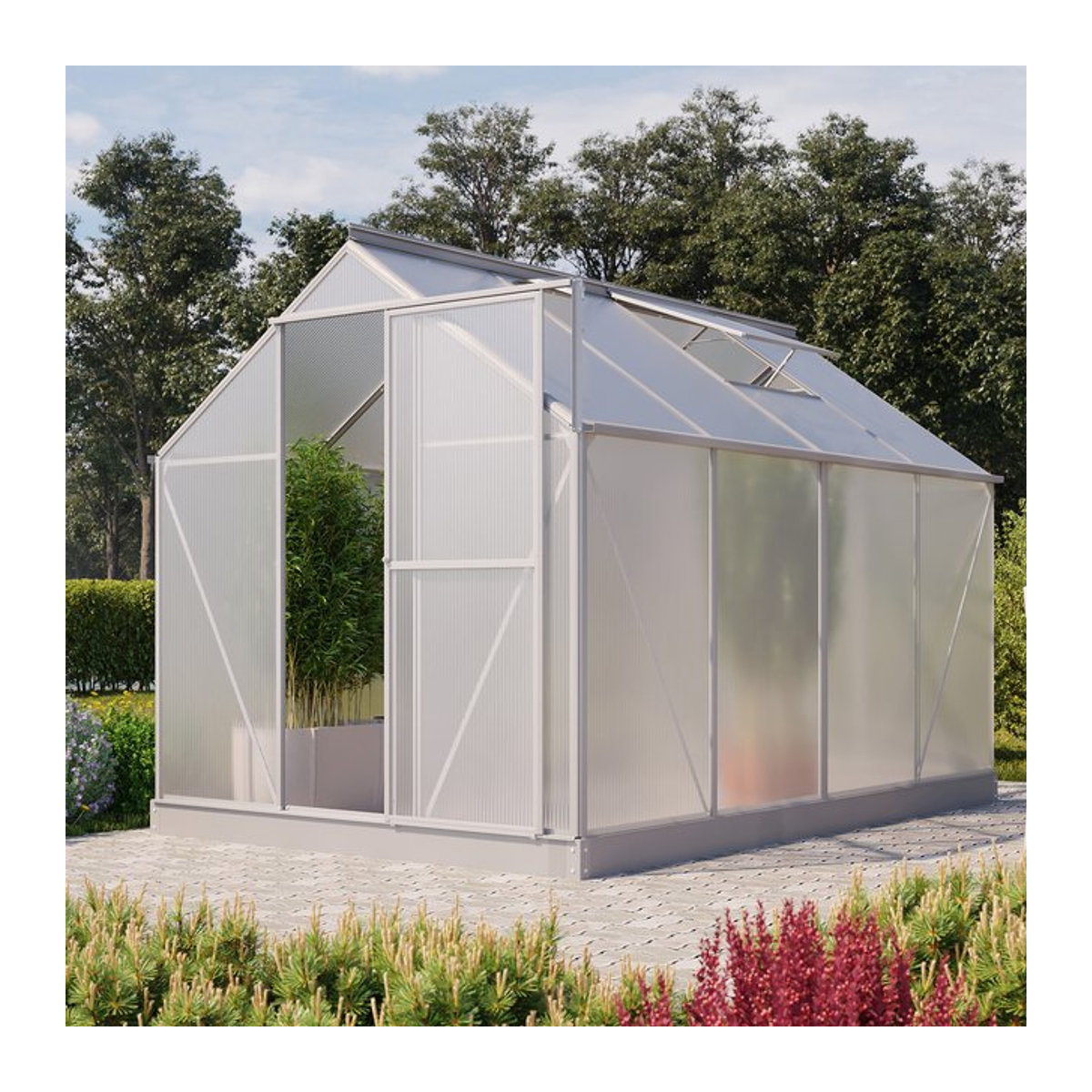 Vitavia Gewächshaus Eos 6000 aus Aluminium in Alufarben mit 6,0 m² und 6 mm Polycarbonat-Verglasung - Bild 1
