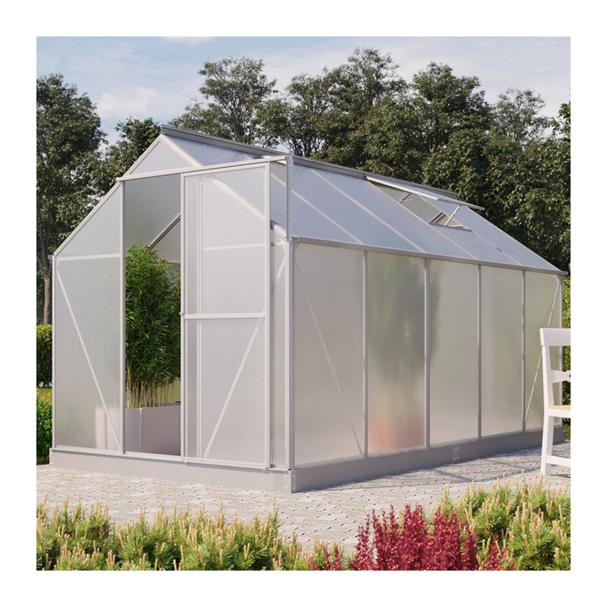 Vitavia Gewächshaus Eos 7500 in Alufarben mit Aluminiumrahmen und Polycarbonat-Verglasung, 7,5 m² - Bild 1