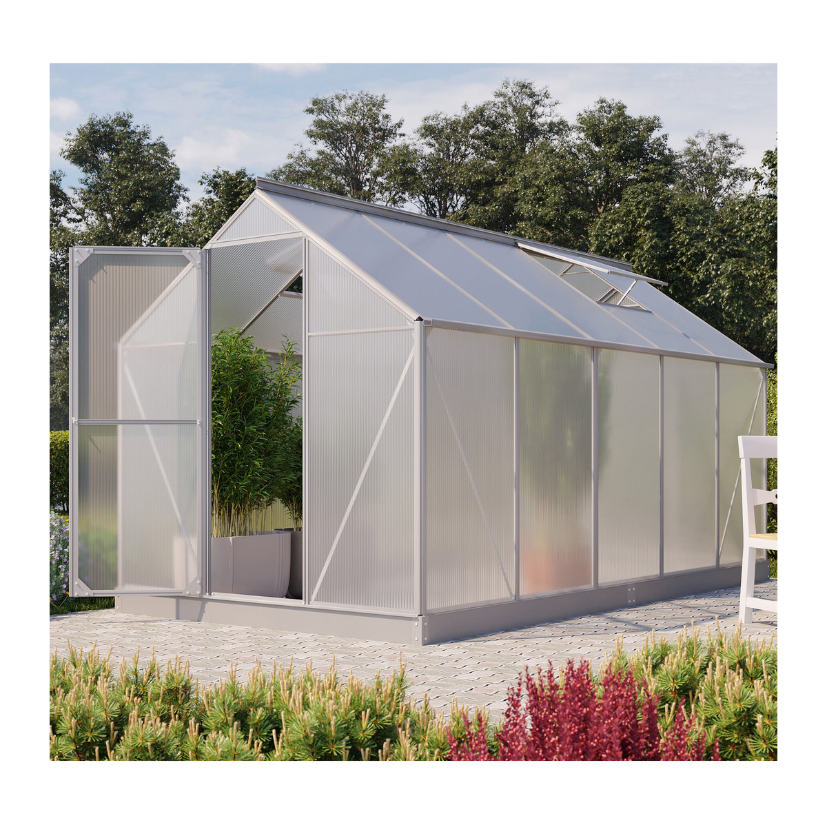 Vitavia Gewächshaus Eos 7500 in Alufarben mit Aluminiumrahmen und Polycarbonat-Verglasung, 7,5 m² - Bild 5