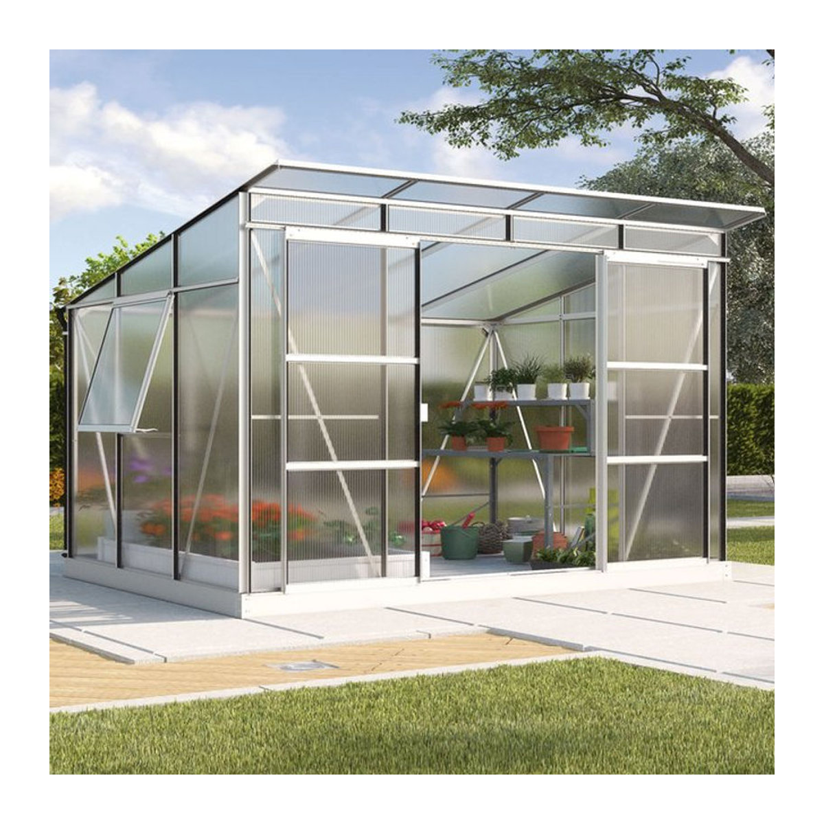 Vitavia Gewächshaus Freya 5900 in Anthrazit mit Polycarbonat-Verglasung und Aluminiumrahmen, 5,9 m² - Bild 1