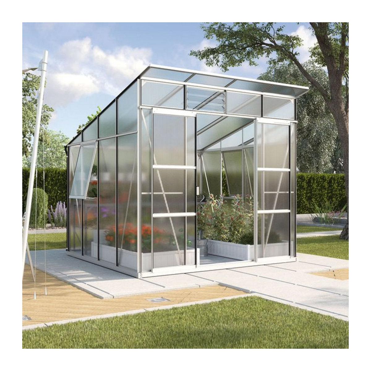 Vitavia Gewächshaus Freya 7600 aus Aluminium und Polycarbonat in Silber, 7,6 m² - Bild 1