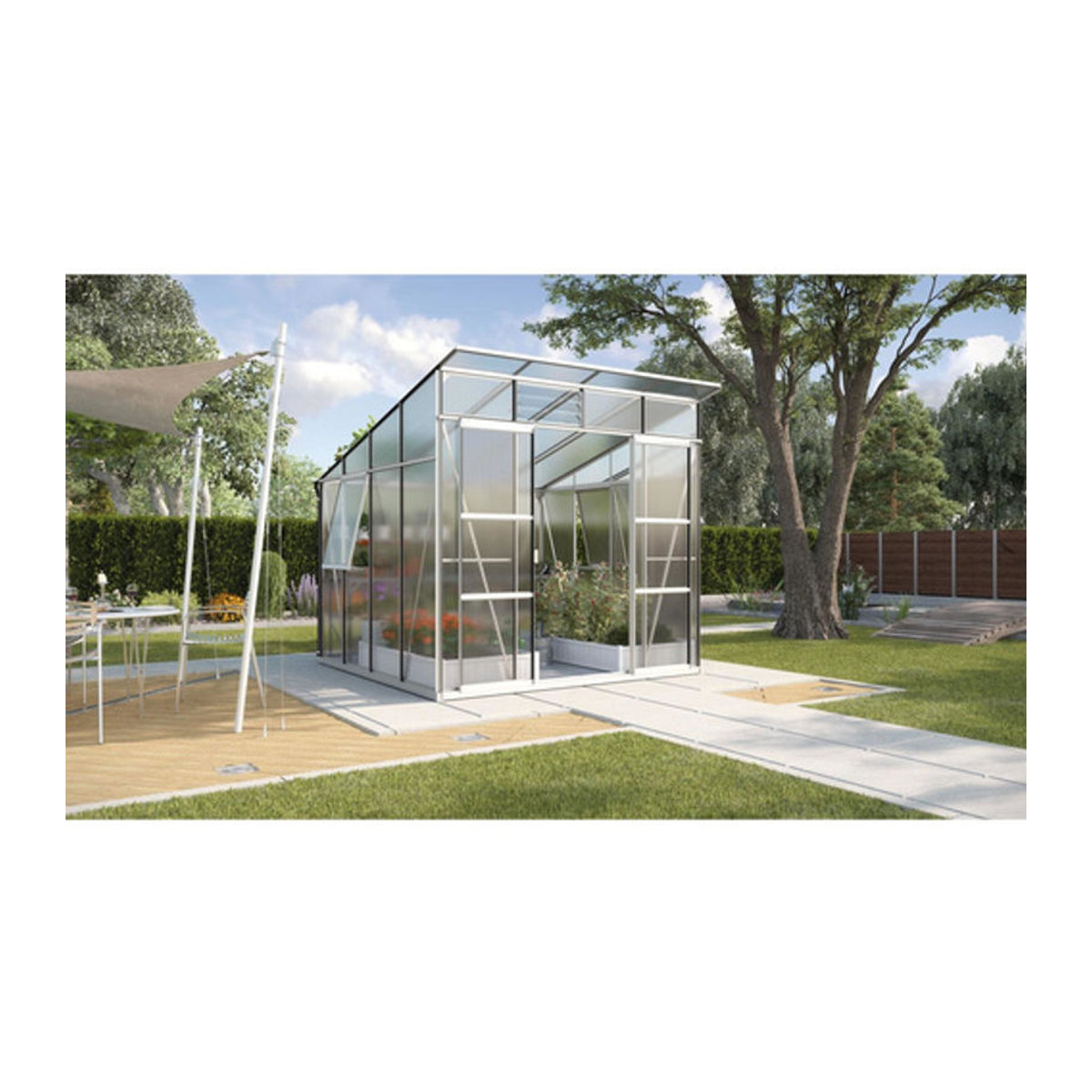 Vitavia Gewächshaus Freya 7600 aus Aluminium und Polycarbonat in Silber, 7,6 m² - Bild 5