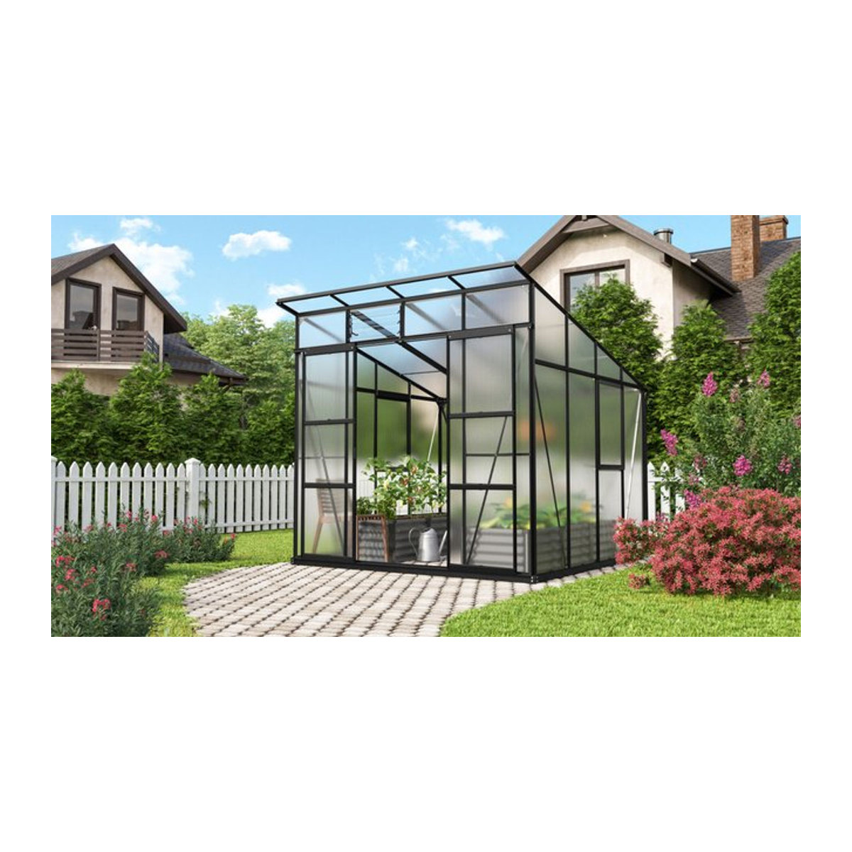 Vitavia Gewächshaus Freya 7600 in Schwarz mit Aluminiumrahmen und 6 mm Polycarbonat-Platten, 7,6 m² - Bild 1