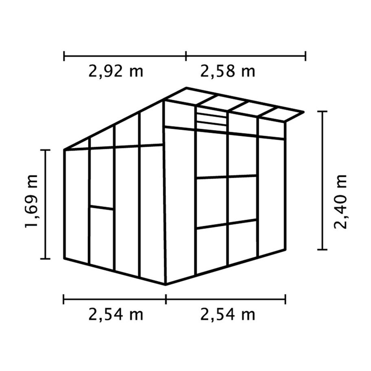 Vitavia Gewächshaus Freya 7600 in Schwarz mit Aluminiumrahmen und 6 mm Polycarbonat-Platten, 7,6 m² - Bild 3