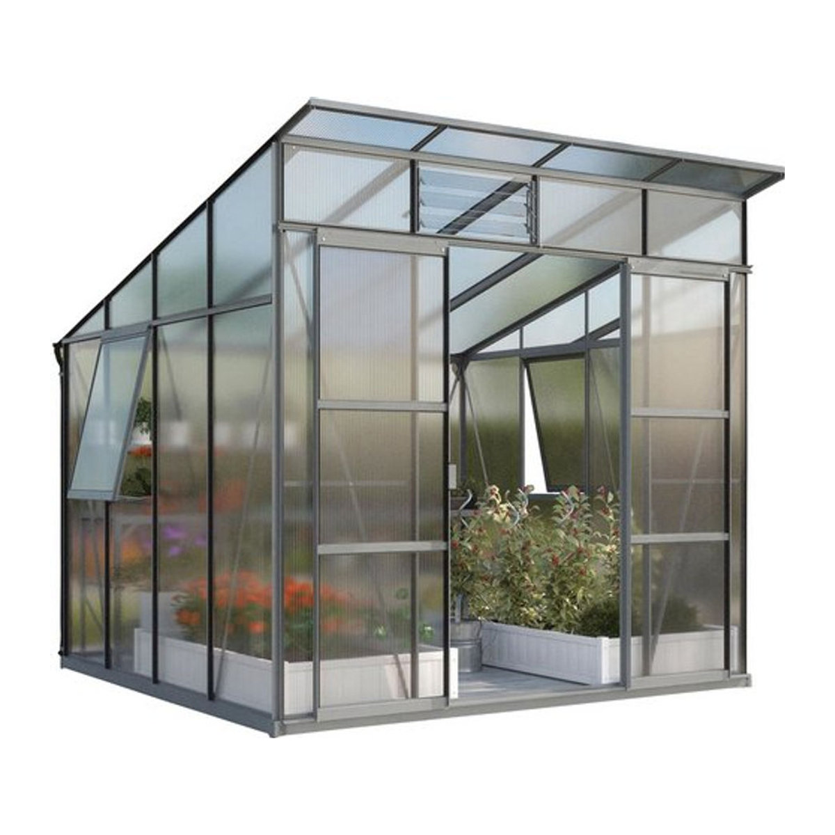 Vitavia Gewächshaus Freya 7600 in Schwarz mit Aluminiumrahmen und 6 mm Polycarbonat-Platten, 7,6 m² - Bild 5