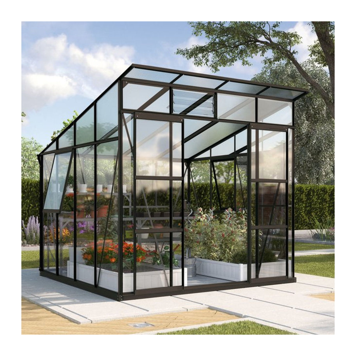 Vitavia Gewächshaus Freya 7600 in Schwarz mit Glas und Aluminium, 7,6 m² - Bild 1