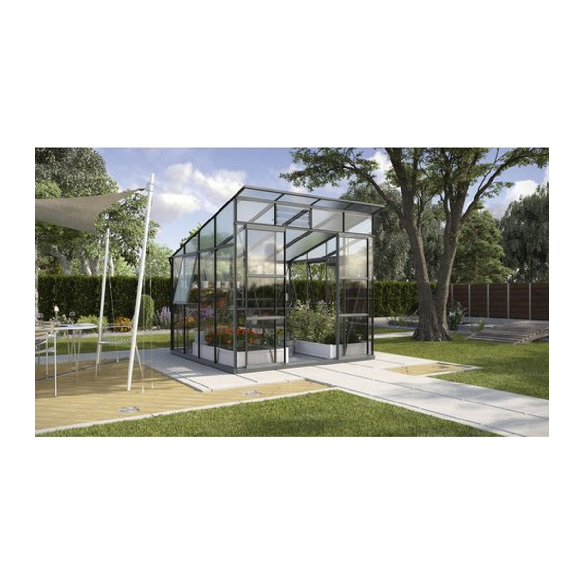 Vitavia Gewächshaus Freya 7600 in Schwarz mit Glas und Aluminium, 7,6 m² - Bild 3