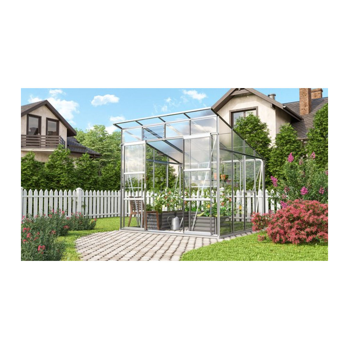 Vitavia Gewächshaus Freya 7600 in Silber mit Aluminiumrahmen, Glas und Polycarbonat, 7,6 m² - Bild 1