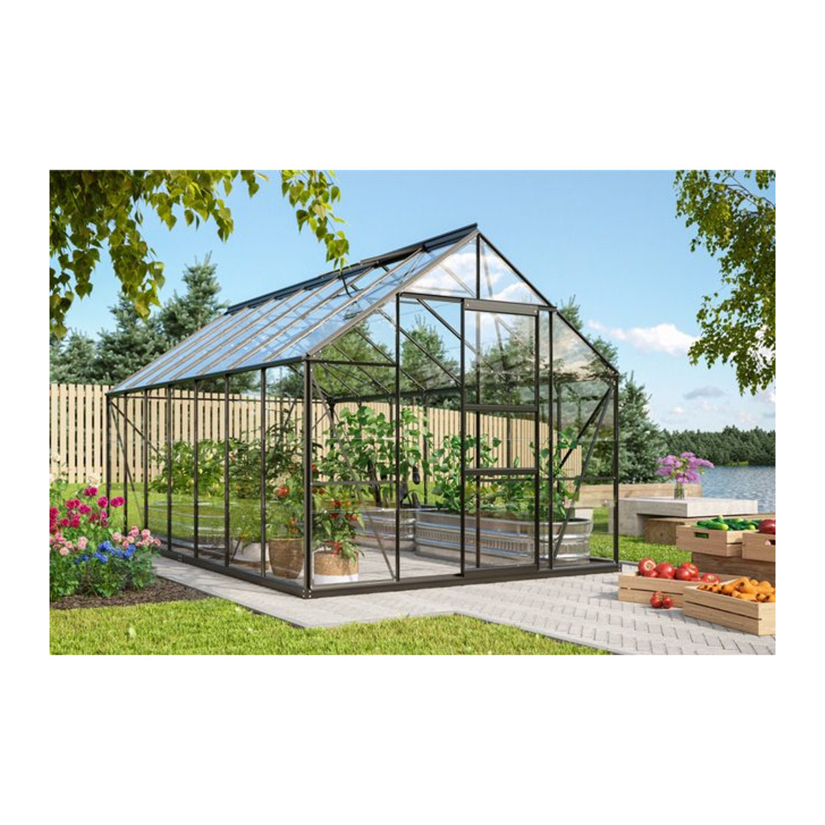 Vitavia Gewächshaus Merkur 11500 in Schwarz mit Aluminiumrahmen und 3 mm ESG Glas, 11,5 m² - Bild 1