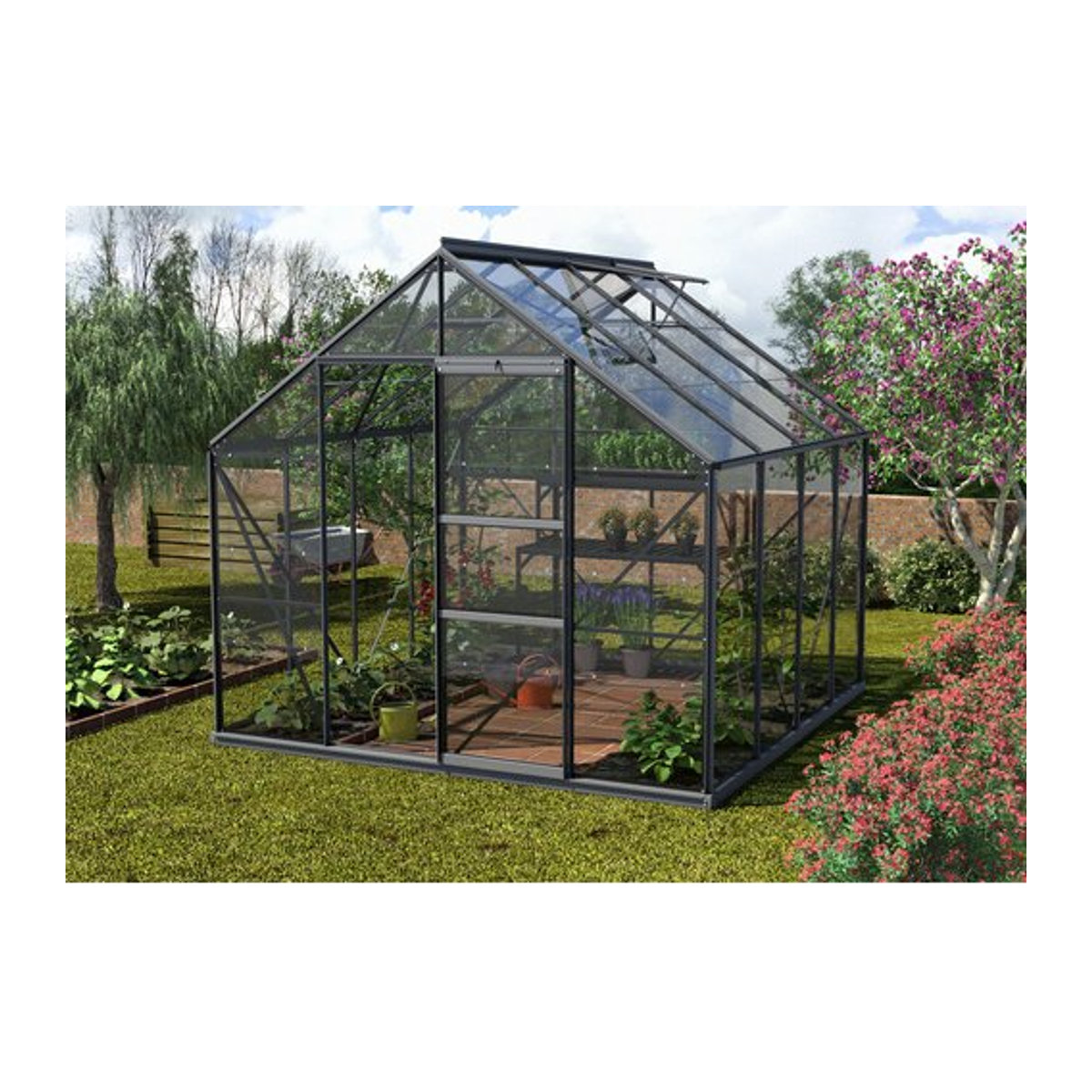 VITAVIA Gewächshaus Merkur, 6,7 m², Aluminium und ESG Glas, grau - Bild 1