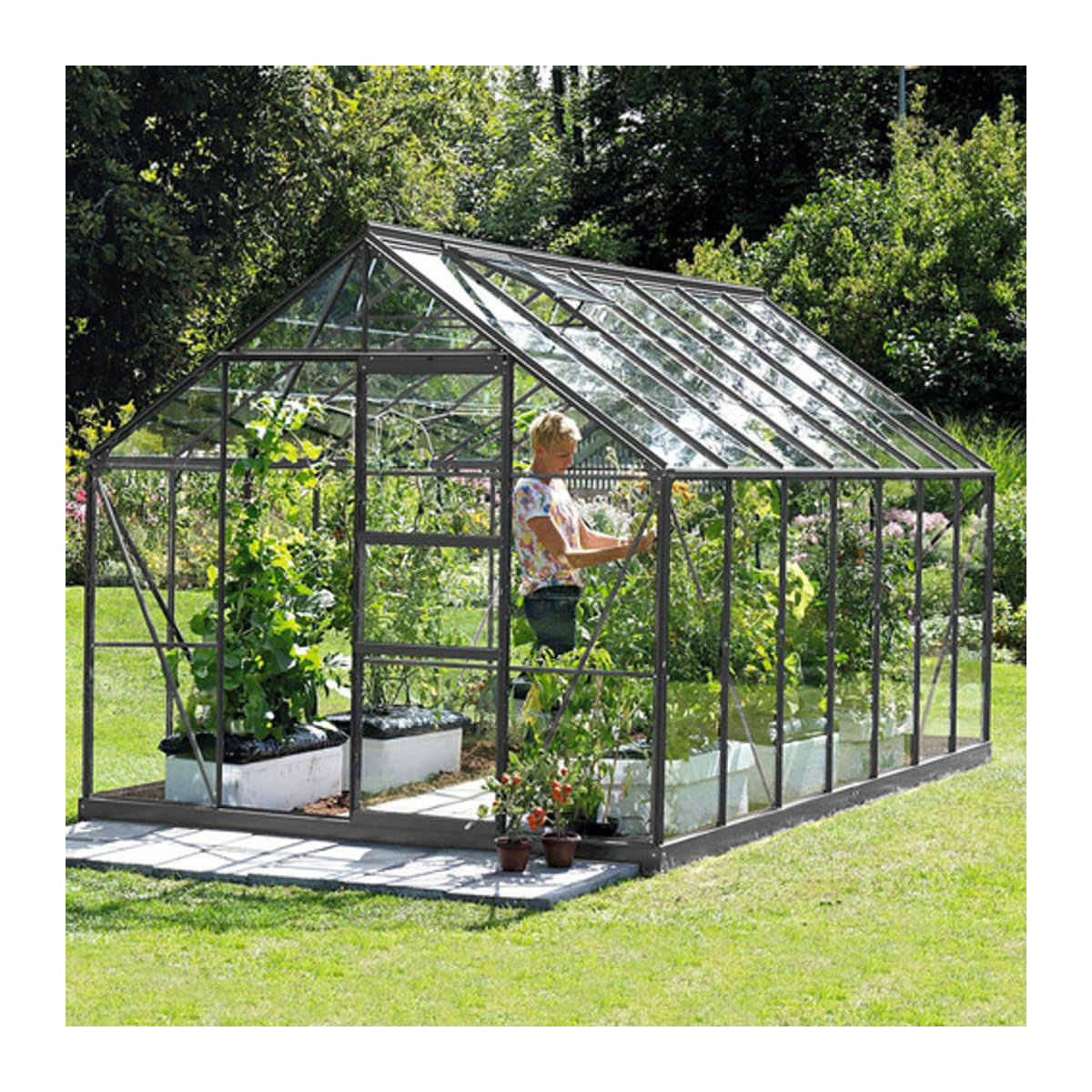 VITAVIA Gewächshaus Merkur, 6,7 m², Aluminium und ESG Glas, silberfarben - Bild 4