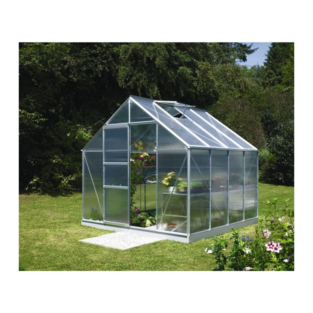 VITAVIA Gewächshaus Merkur 6,7 m² aus Aluminium und Polycarbonat in Silber - Bild 1