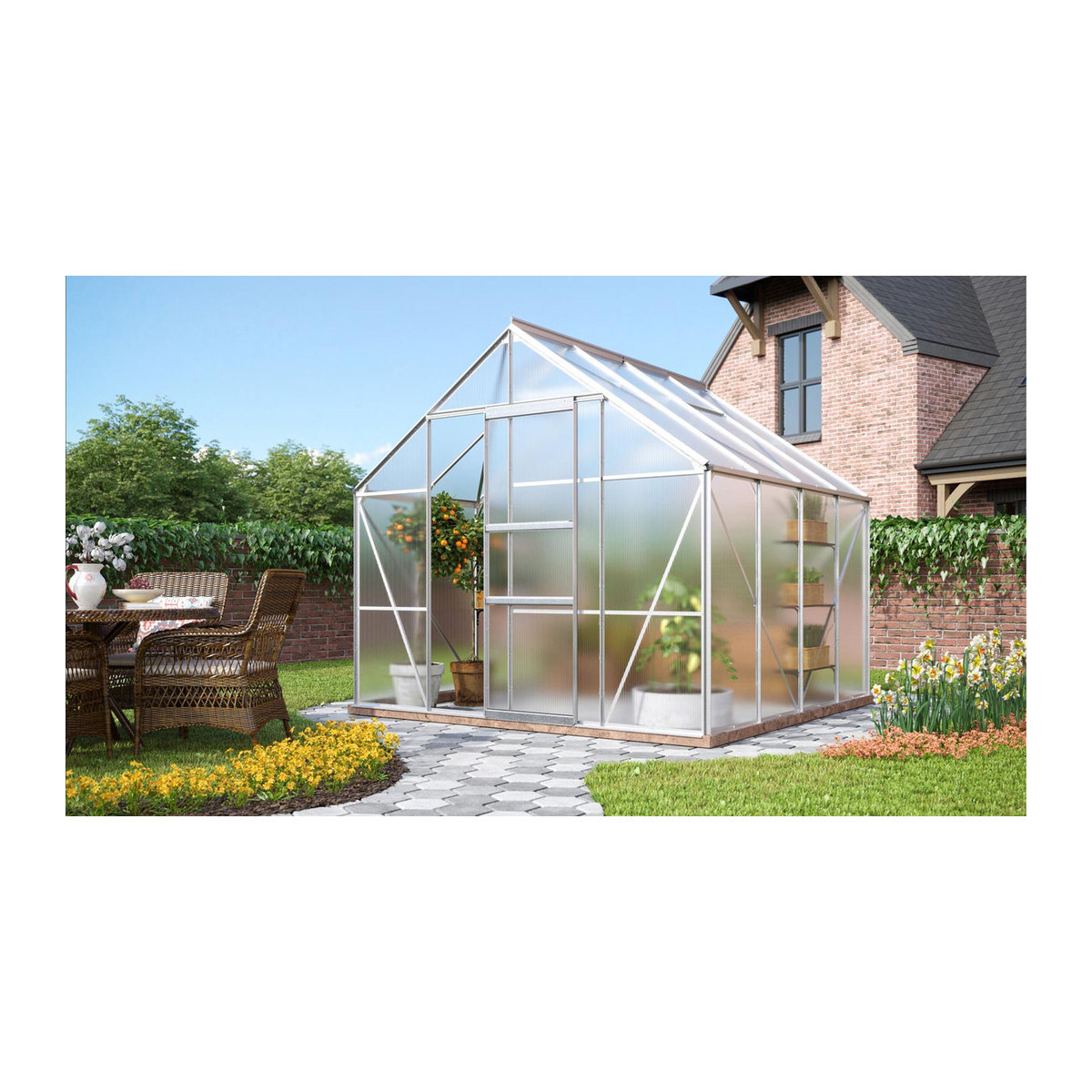 Vitavia Gewächshaus Merkur 6700 aus Aluminium in Alufarben mit 6,7 m² und 6 mm Polycarbonat-Verglasung - Bild 3