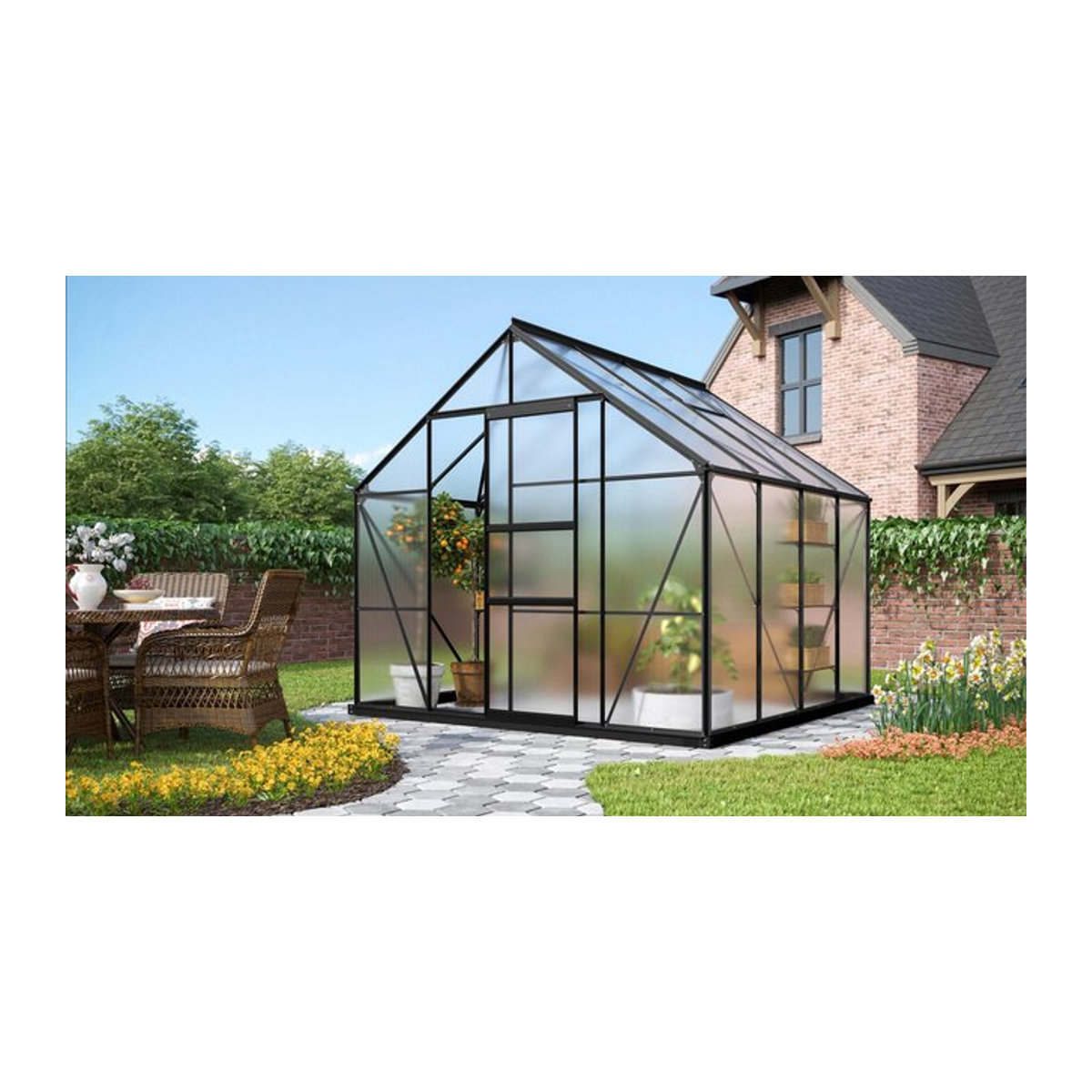 Vitavia Gewächshaus Merkur 6700 in Schwarz mit Aluminiumrahmen und Polycarbonat-Platten, 6,7 m² - Bild 1