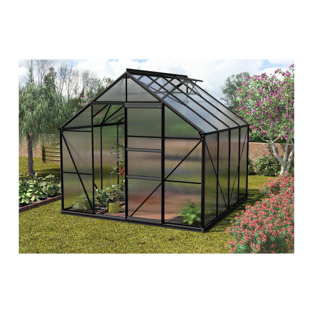 Vitavia Gewächshaus Merkur 6700 in Schwarz mit Aluminiumrahmen und Polycarbonat-Platten, 6,7 m² - Bild 3