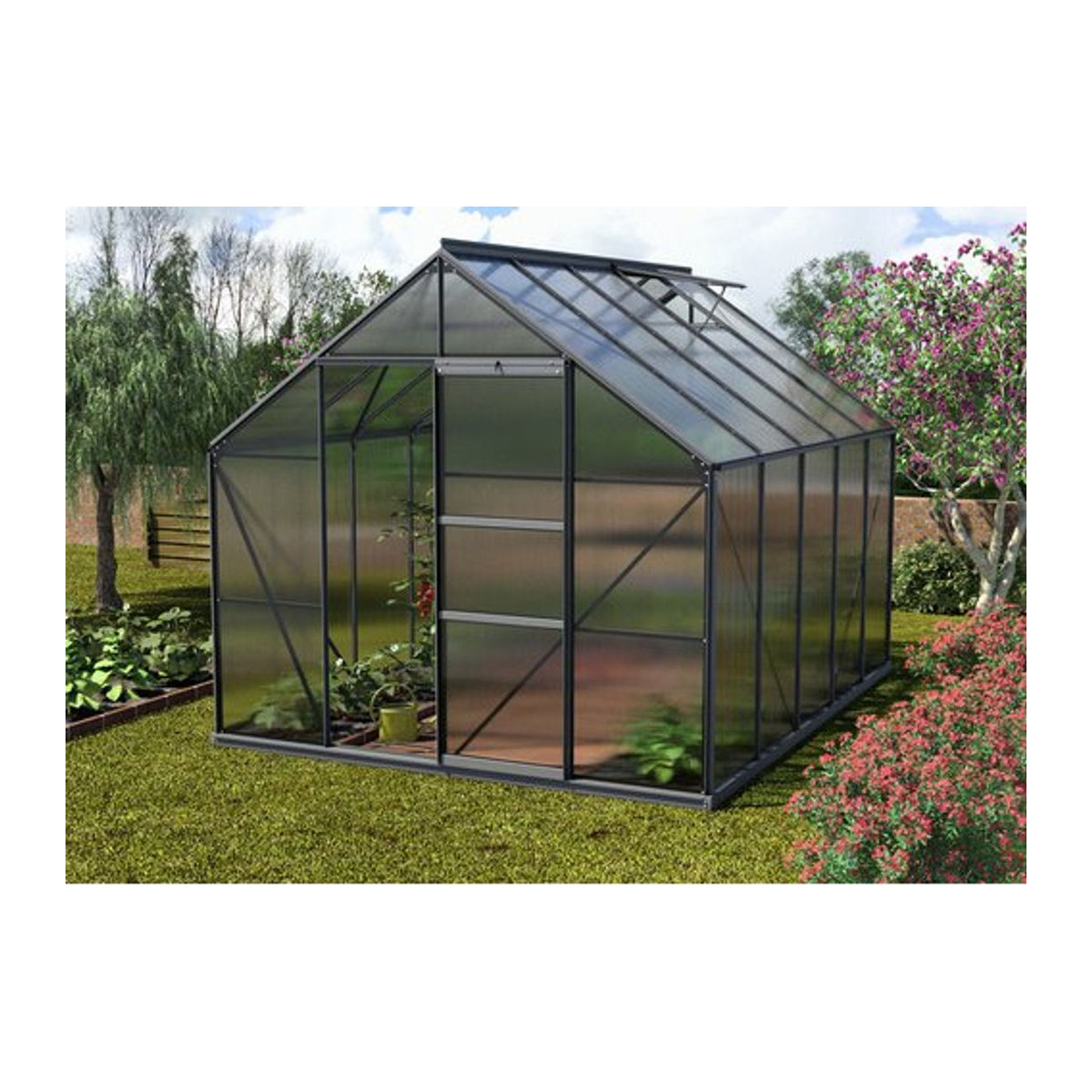 VITAVIA Gewächshaus Merkur, 8,3 m², Aluminium und Polycarbonat, grau - Bild 1