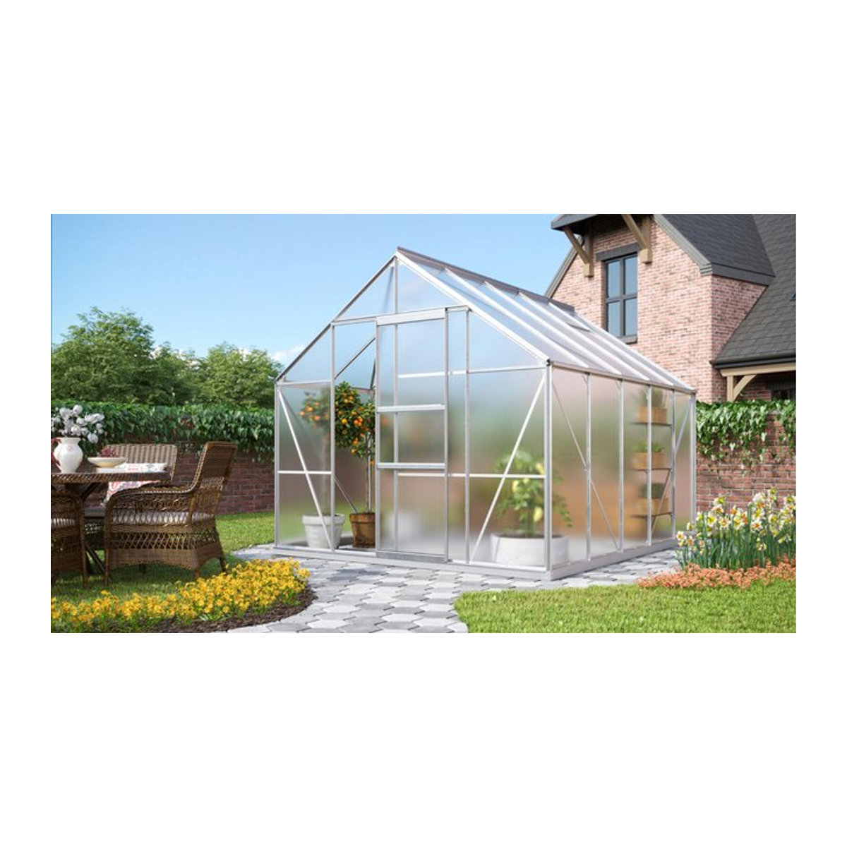 Vitavia Gewächshaus Merkur 8300 in alufarben aus Aluminium mit 4 mm Polycarbonat, 8,3 m² - Bild 1