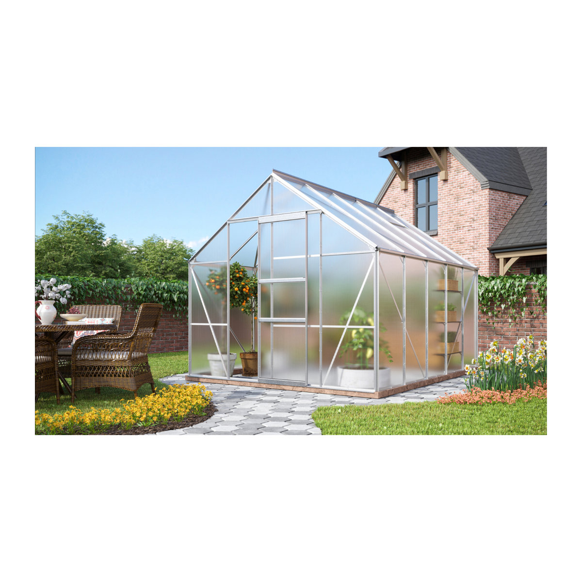 Vitavia Gewächshaus Merkur 8300 in alufarben aus Aluminium mit 4 mm Polycarbonat, 8,3 m² - Bild 3