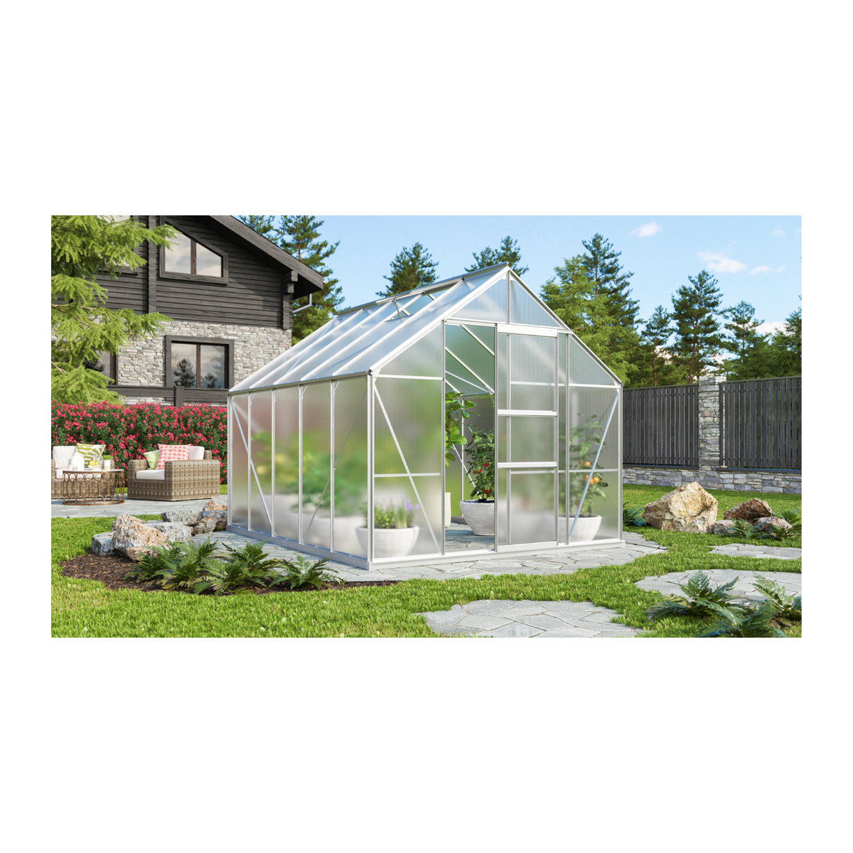 Vitavia Gewächshaus Merkur 8300 in alufarben aus Aluminium mit 4 mm Polycarbonat, 8,3 m² - Bild 4