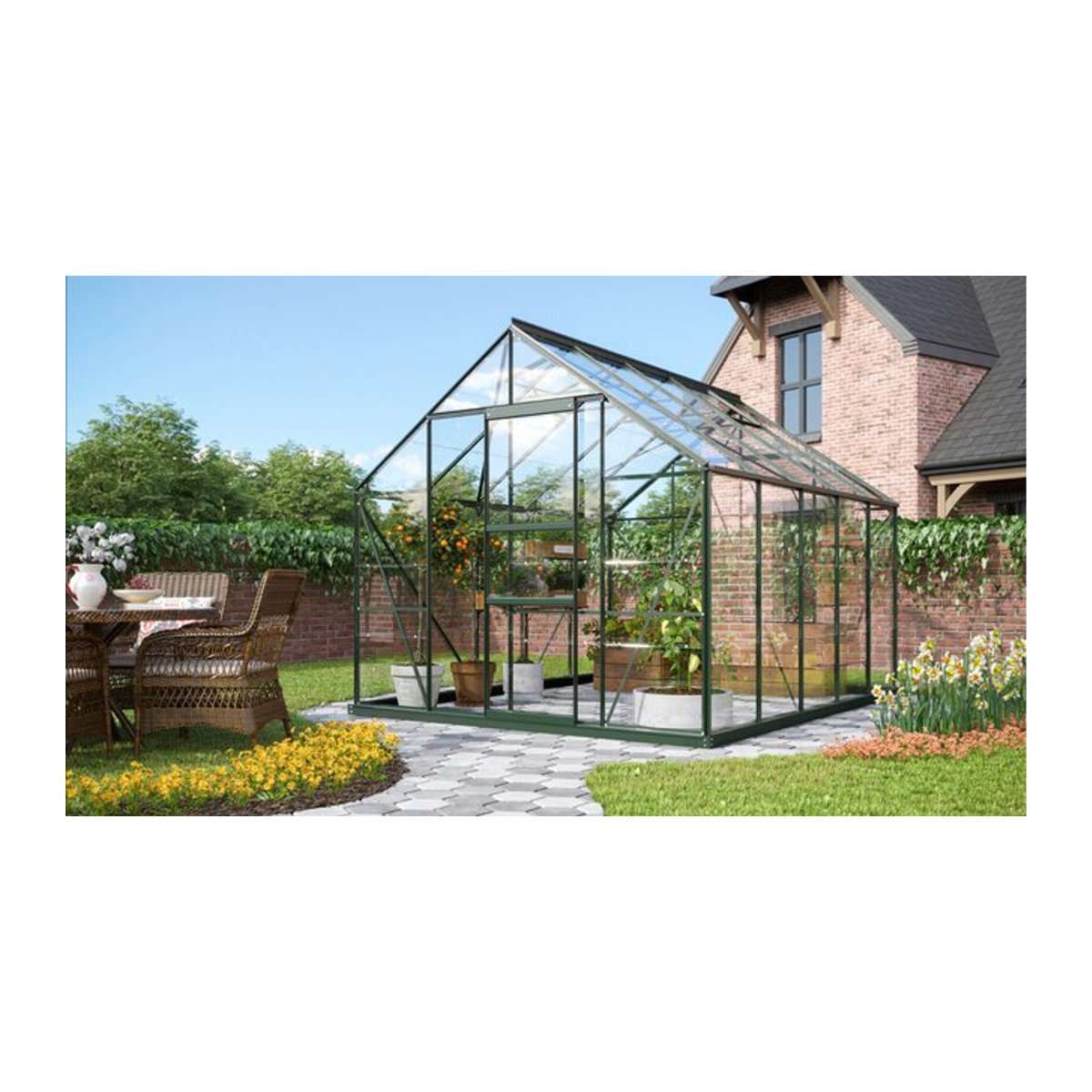Vitavia Gewächshaus Merkur 8300 in Smaragdgrün mit Aluminiumrahmen und 3 mm ESG-Glas, 8,3 m² - Bild 1