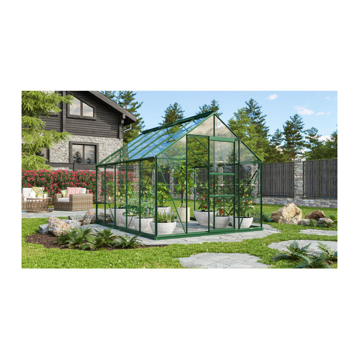 Vitavia Gewächshaus Merkur 8300 in Smaragdgrün mit Aluminiumrahmen und 3 mm ESG-Glas, 8,3 m² - Bild 3