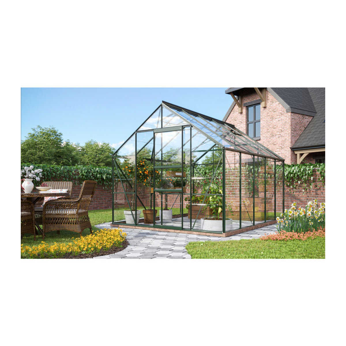 Vitavia Gewächshaus Merkur 8300 in Smaragdgrün mit Aluminiumrahmen und 3 mm ESG-Glas, 8,3 m² - Bild 4