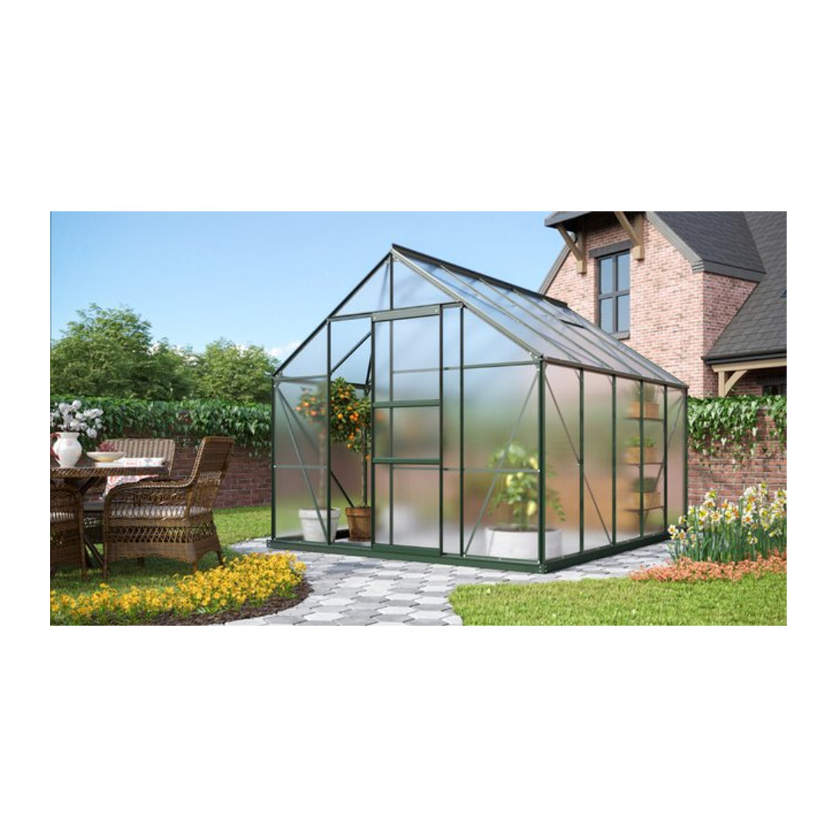 Vitavia Gewächshaus Merkur 8300 in Smaragdgrün mit Aluminiumrahmen und Polycarbonat-Verglasung - Bild 1