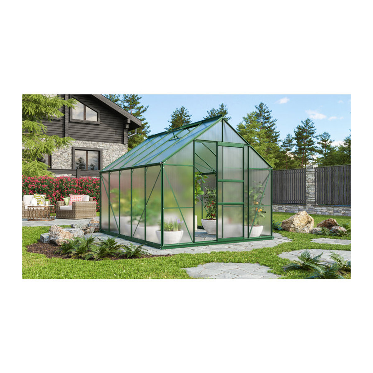Vitavia Gewächshaus Merkur 8300 in Smaragdgrün mit Aluminiumrahmen und Polycarbonat-Verglasung - Bild 4